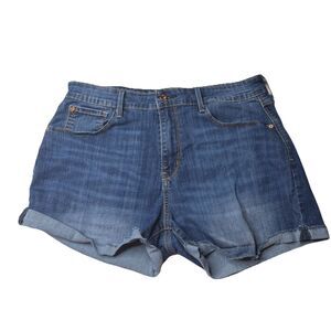 Levi's Denizen High Rise Shorts Blue Cuffed Stretch Denim Shortie Size 12 W31